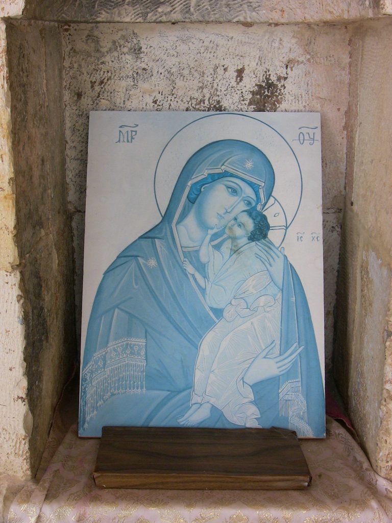 Blue Virgin Mother in a Cave